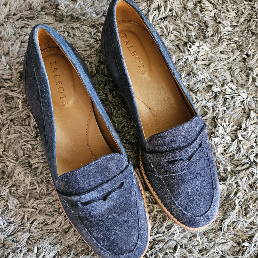 Talbots Women's Navy Suede Penny Loafers